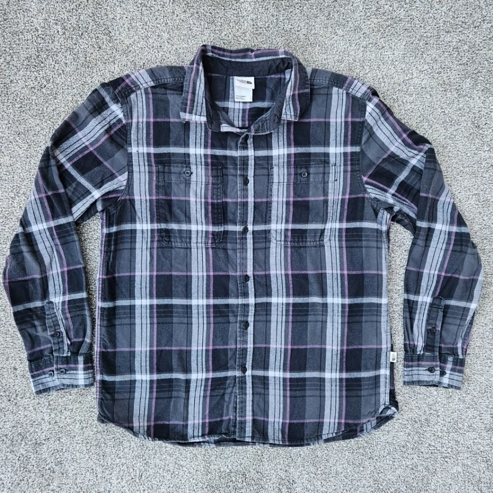 The North Face Arroyo Lightweight Flannel Shirt Black Purple Plaid Men's Large
